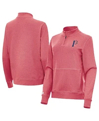 Antigua Women's Heather Red Pittsburgh Pirates Crush Stars and Stripes Team Logo Quarter-Zip Pullover Sweatshirt