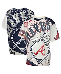 Outerstuff Big Boys and Girls Cream Atlanta Braves League Top Player Bold All-Over-Print T-Shirt