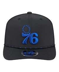 New Era Men's Black Philadelphia 76ers Sport Rope Vented Stretch-Snap 9SEVENTY Hat