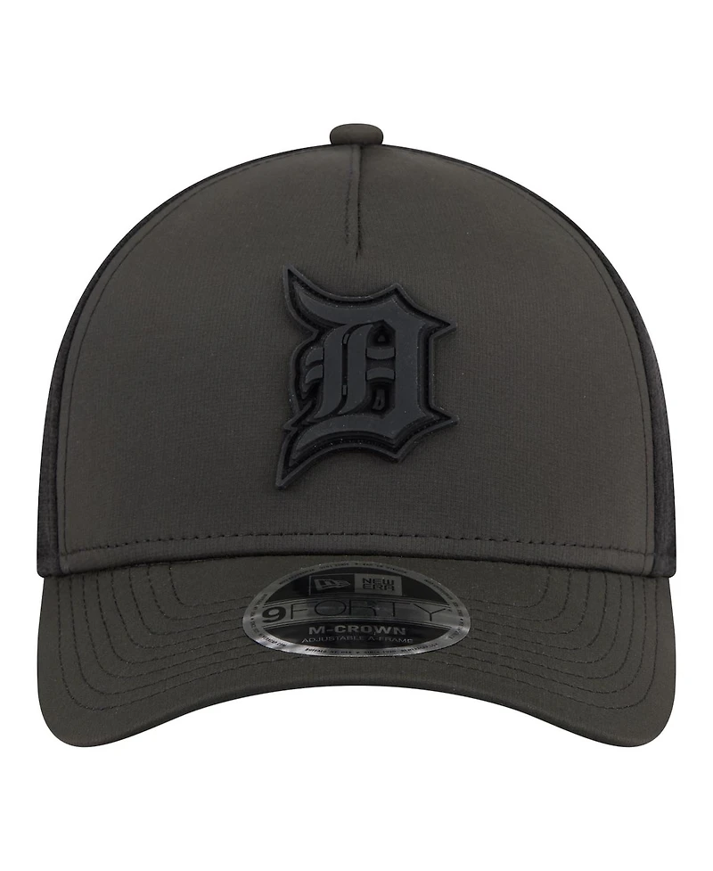 New Era Men's Black Detroit Tigers Badged M-Crown 9FORTY Trucker Adjustable Hat