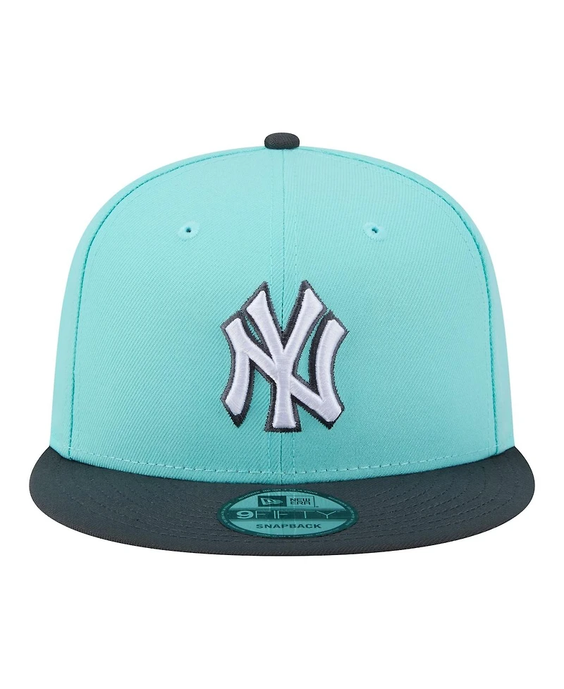 New Era Men's Turquoise/Charcoal New York Yankees Two-Tone Color Pack 9FIFTY Snapback Hat