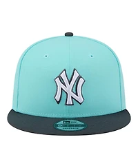 New Era Men's Turquoise/Charcoal New York Yankees Two-Tone Color Pack 9FIFTY Snapback Hat