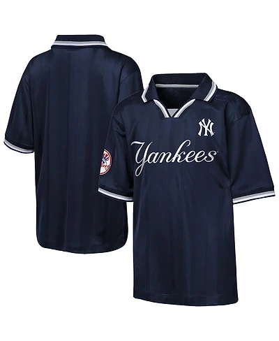 Outerstuff Big Boys and Girls Navy New York Yankees Y2 Tech Stadium Fashion Collar T-Shirt