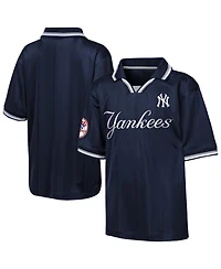 Outerstuff Big Boys and Girls Navy New York Yankees Y2 Tech Stadium Fashion Collar T-Shirt