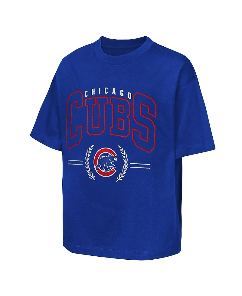 Outerstuff Big Boys and Girls Royal Chicago Cubs Premium World Class T-Shirt