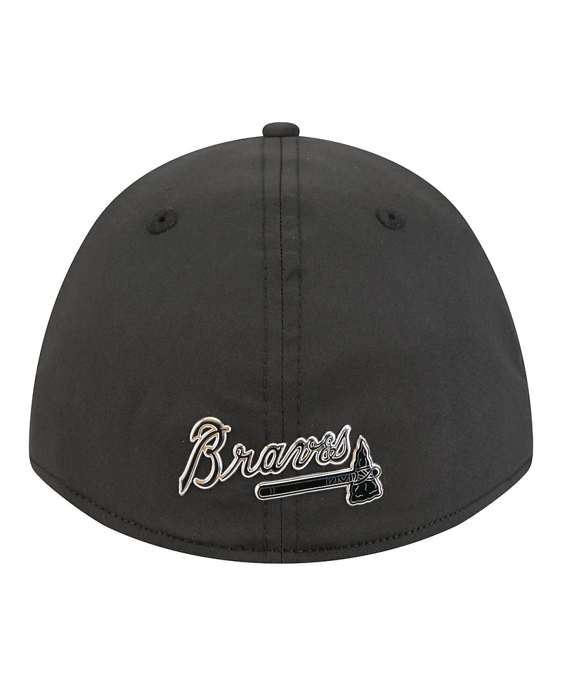 New Era Men's Black Atlanta Braves Metallic 39THIRTY M-Crown Flex Hat