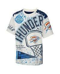 Outerstuff Big Boys and Girls Cream Oklahoma City Thunder Top Player All-Over-Print T-Shirt