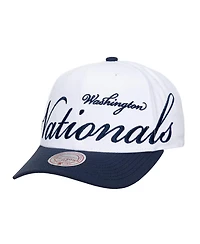 Mitchell & Ness Men's and Women's White/Navy Washington Nationals Xl Script Pro Crown Adjustable Hat
