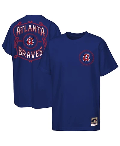 Mitchell & Ness Big Boys and Girls Navy Atlanta Braves Cooperstown Rodeo Rope T-Shirt
