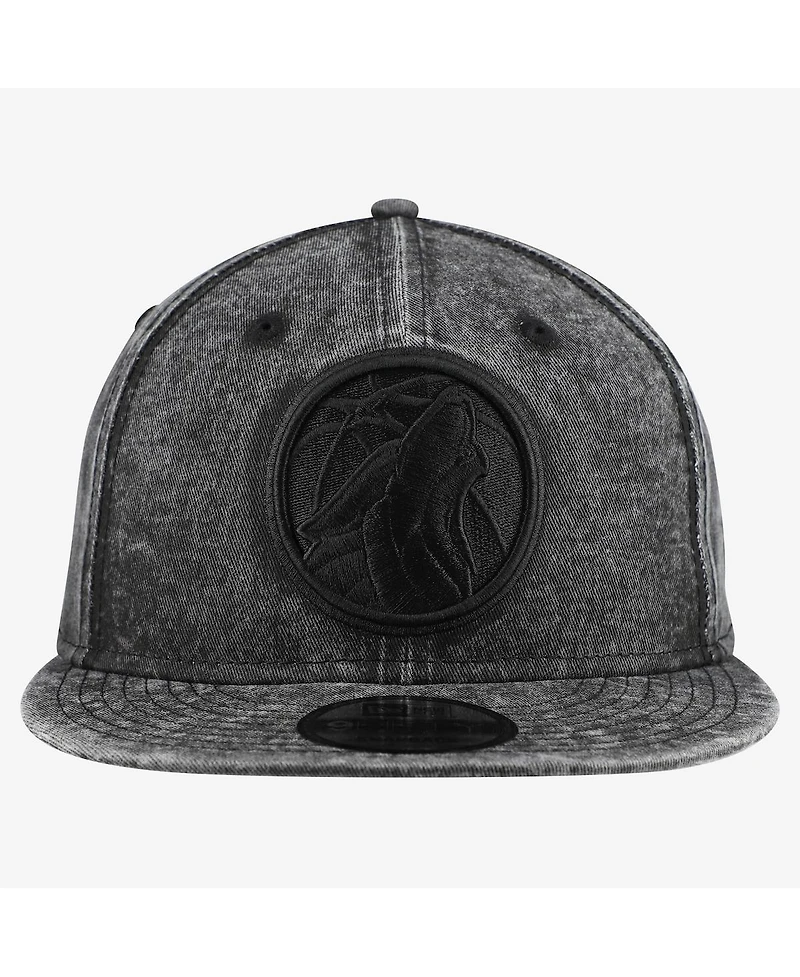 New Era Men's Black Minnesota Timberwolves Washed Tonal 9FIFTY Snapback Hat