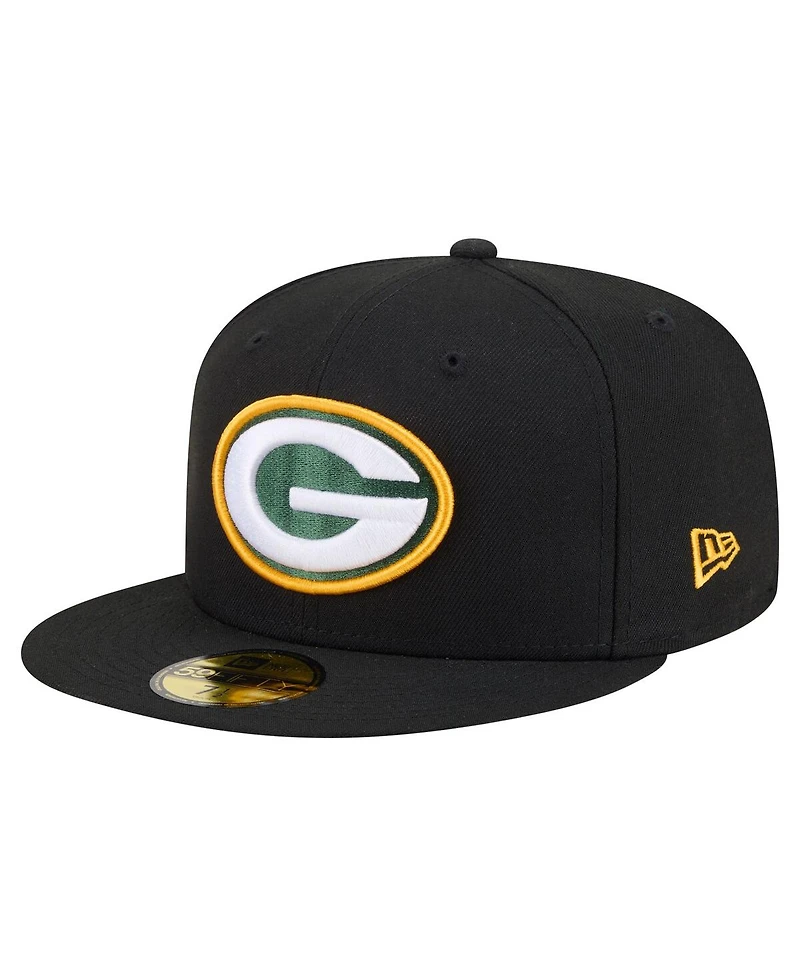 New Era Men's Black Green Bay Packers 59FIFTY Fitted Hat