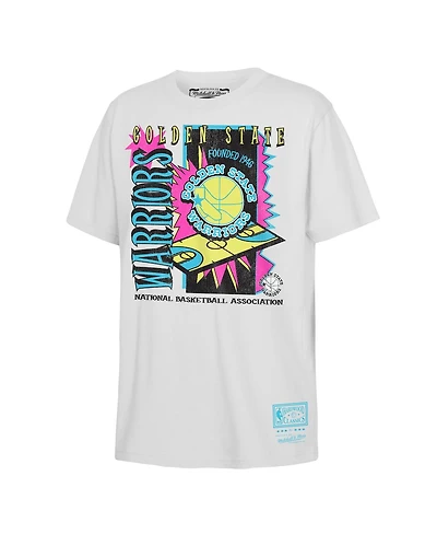Mitchell & Ness Big Boys and Girls White Golden State Warriors Neon Court Shock T-Shirt