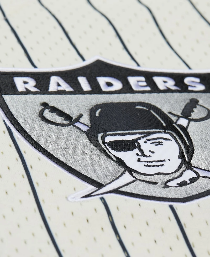Mitchell & Ness Men's Cream Las Vegas Raiders Big Tall Heavyweight Mesh Button-Up Fashion Jersey