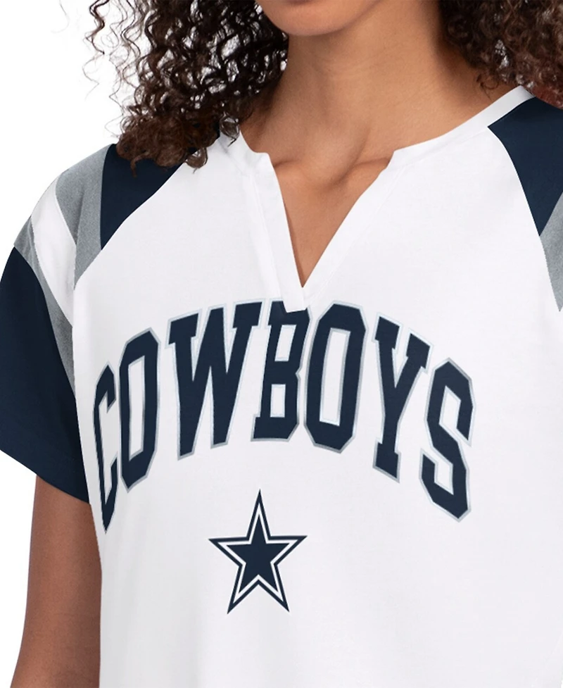 Starter Women's White Dallas Cowboys Game On Notch Neck T-Shirt