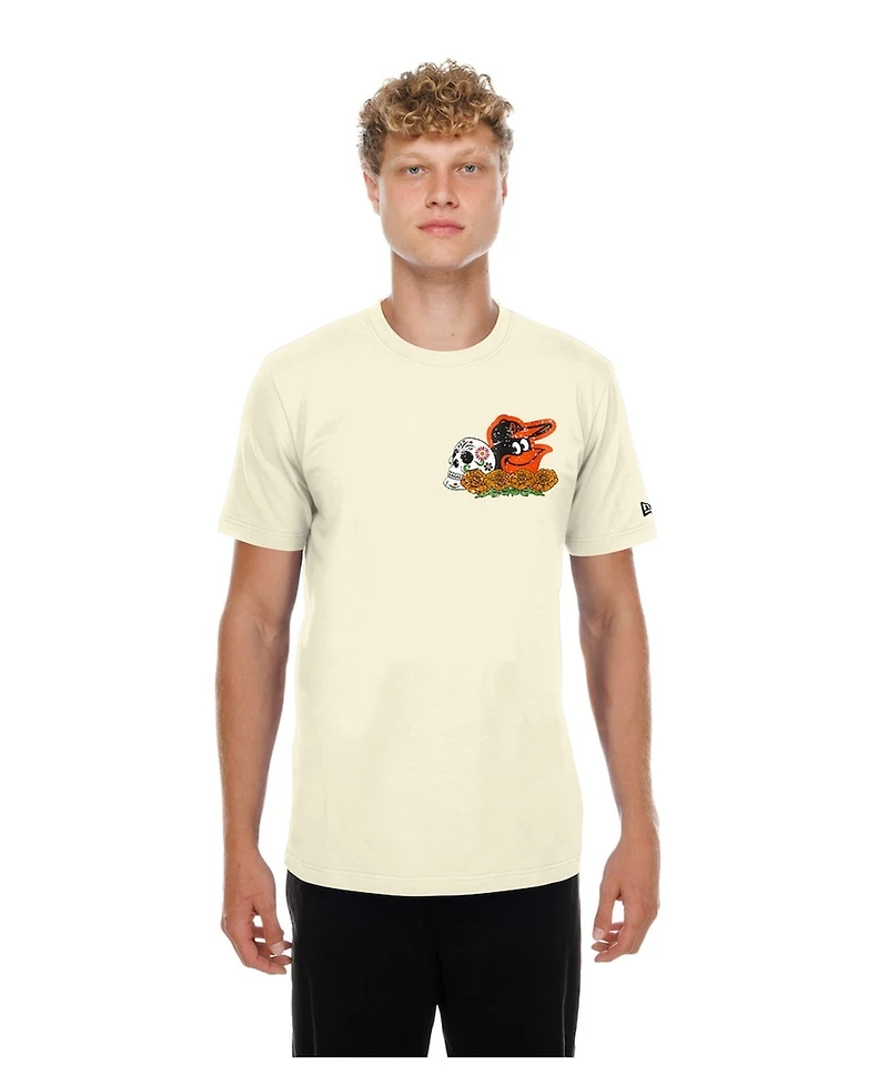 New Era Men's Natural Baltimore Orioles Dia de los Muertos Sugar Skull T-Shirt