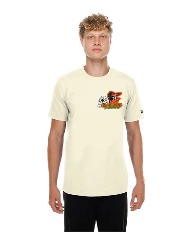 New Era Men's Natural Baltimore Orioles Dia de los Muertos Sugar Skull T-Shirt