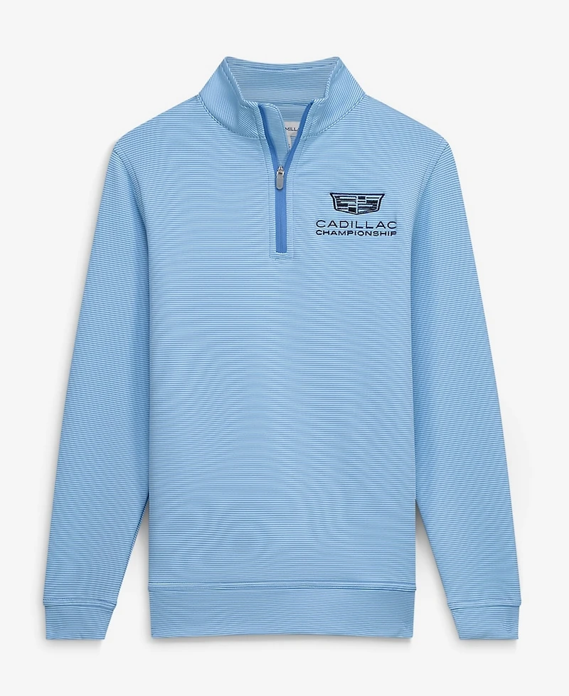 Peter Millar Big Boys and Girls Blue Cadillac Championship Perth Sugar Stripe Performance Quarter-Zip Pullover Sweatshirt