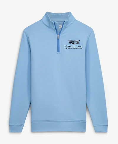 Peter Millar Big Boys and Girls Blue Cadillac Championship Perth Sugar Stripe Performance Quarter-Zip Pullover Sweatshirt