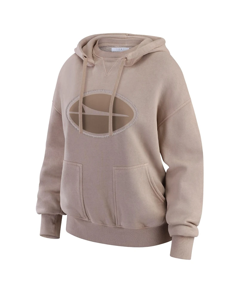 Wear by Erin Andrews Women's Tan New York Jets Washed Pullover Crewdie