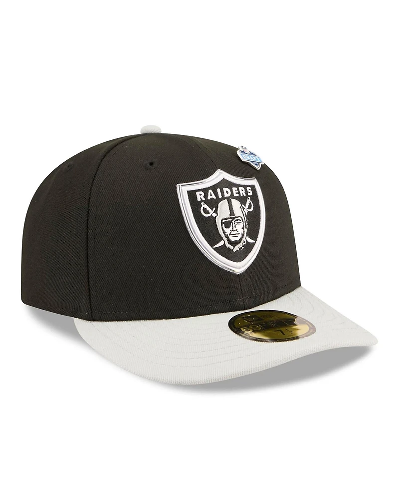 New Era Men's Black/Silver Las Vegas Raiders 2026 Nfl Draft Pre-Curved 59FIFTY Fitted Hat