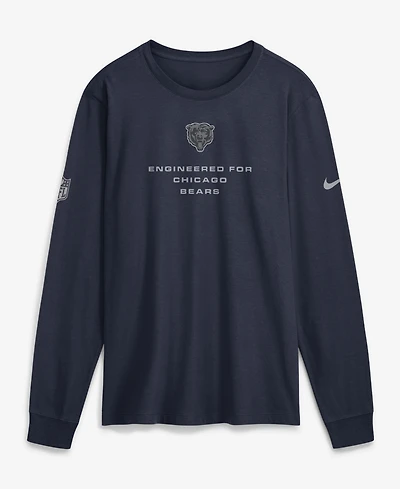 Nike Men's Navy Chicago Bears Sideline Bold Arch Star Dri-fit Long Sleeve T-Shirt