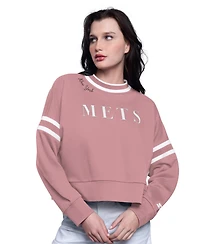 Starter Women's Starter Pink New York Mets Power Play Cropped Pullover Sweatshirt