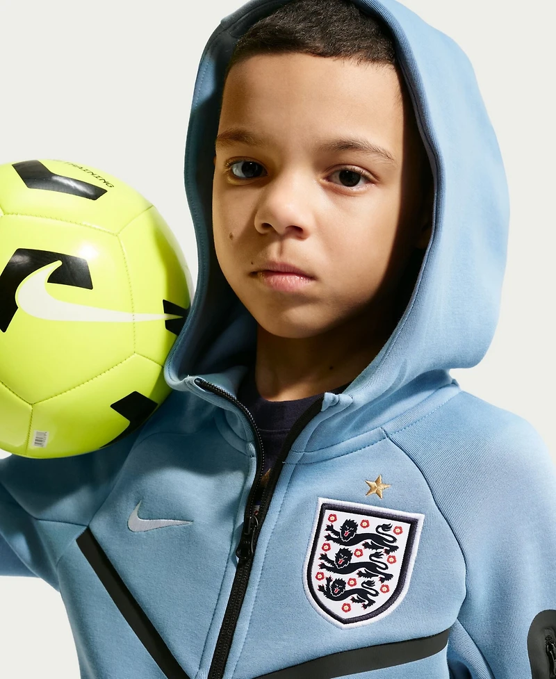 Nike Big Boys and Girls Blue England National Team Tech Fleece Full-Zip Hoodie