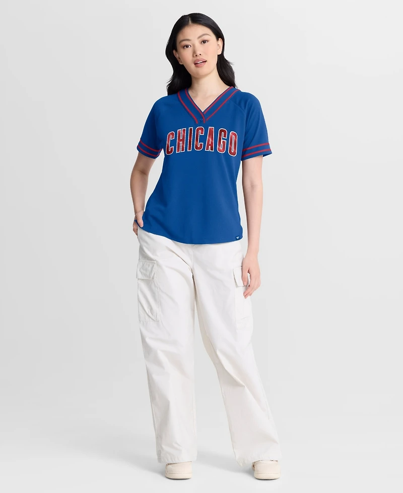 Fanatics Women's Royal Chicago Cubs Diva Race Ahead Raglan V-Neck T-Shirt