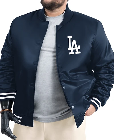 G-iii Sports by Carl Banks Men's Navy Los Angeles Dodgers Cooperstown Adaptive Satin Full-Snap Varsity Jacket