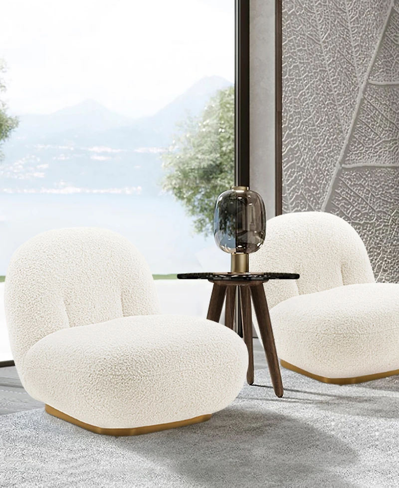 Manhattan Comfort Edina 2-Piece Boucle Upholstered Lounge Chairs
