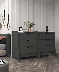 Manhattan Comfort Coney 2-Piece 28" 3-Drawer Nightstands