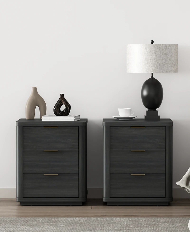 Manhattan Comfort Evelyn 2-Piece 20" 3-Drawer Nightstands