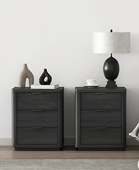 Manhattan Comfort Evelyn 2-Piece 20" 3-Drawer Nightstands