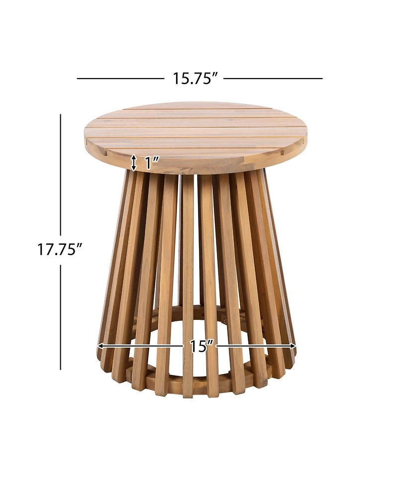 Flynama Outdoor Acacia Wood Conversation Set 2 Club Chairs with Side Table Brown Patina Finish Cream Cushion for Garden Patio Deck