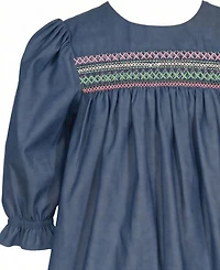 Bonnie Baby Girls' Long-Sleeve Embroidered Float Dress