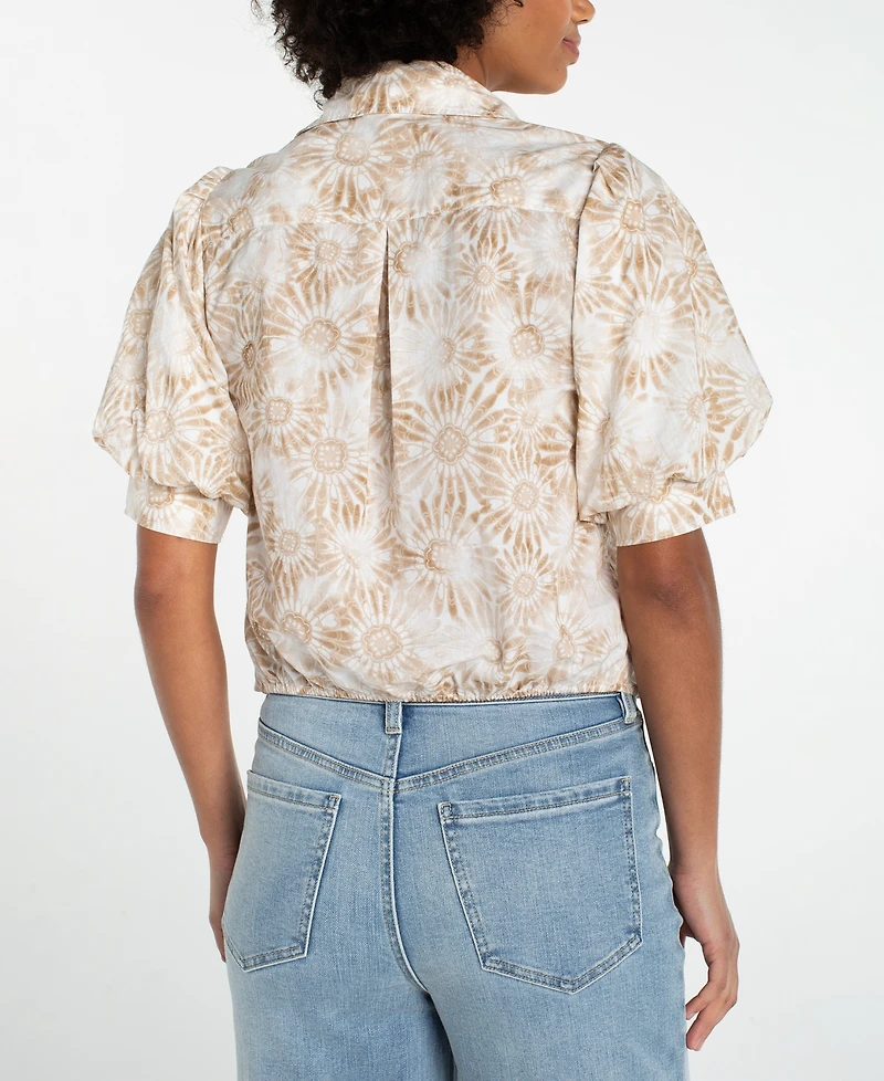 Liverpool Los Angeles Petite Puff-Sleeve Shirt