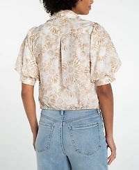 Liverpool Los Angeles Petite Puff-Sleeve Shirt