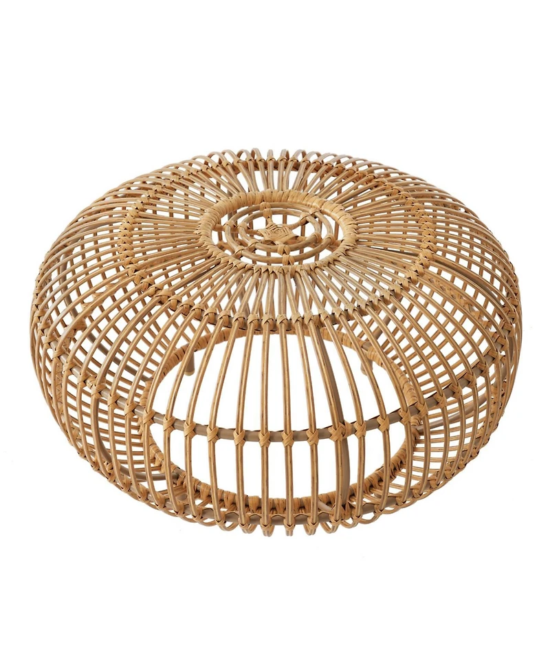 sumyeg Bohemian Faux Rattan Coffee Table Round Accent Table for Indoor and Outdoor Use