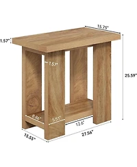 Slickblue 2-Tier Farmhouse End Table with Storage Shelves