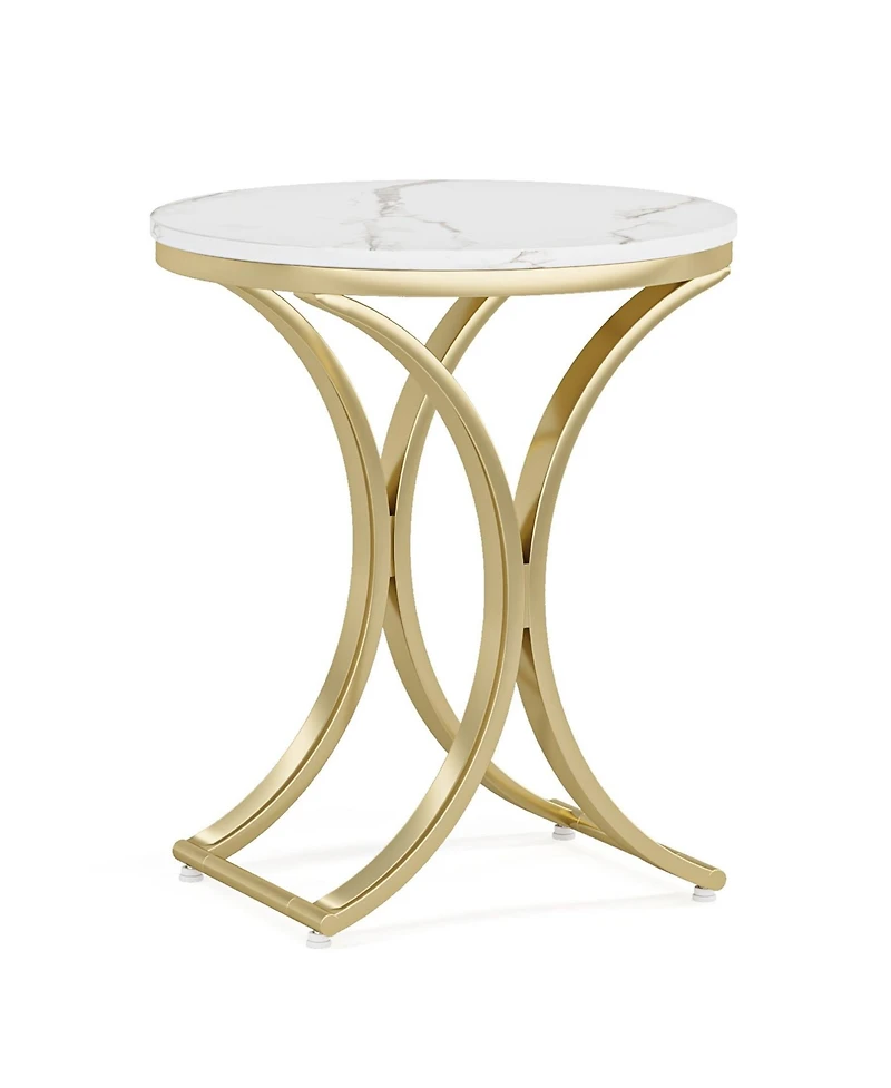 Slickblue Modern Round Accent Table with Metal Frame and Compact Size