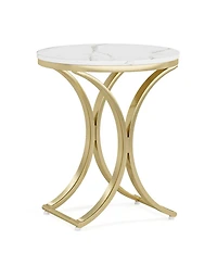 Slickblue Modern Round Accent Table with Metal Frame and Compact Size