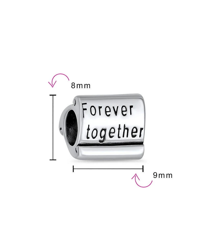 Bling Jewelry Valentine Lover Words Forever Together Charm Bead For .925 Sterling Silver Fits European Bracelet