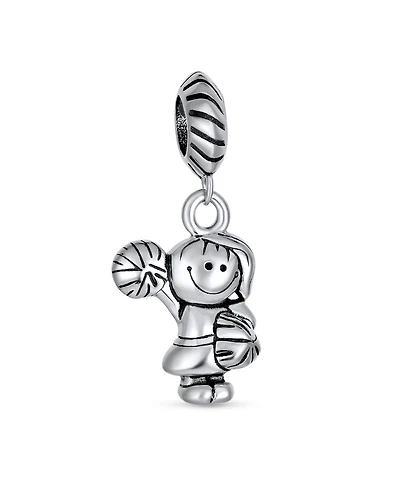 Bling Jewelry Cheerleader Soccer Player Dangle Charm Bead .925 Sterling Silver Fits European Bracelet