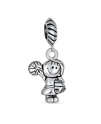 Bling Jewelry Cheerleader Soccer Player Dangle Charm Bead .925 Sterling Silver Fits European Bracelet