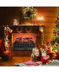 Costway 23" Electric Fireplace Heater Fireplace Logs Inserts Infrared Quartz Heater