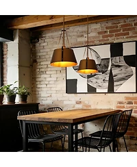 Tribesigns 12" Pendant, 1-Light Industrial Pendant Lights with Adjustable Height, E12 Base Metal Drum Chandelier