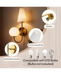 Tribesigns Double-Headed Wall Sconce, Elegant Wall Lamp with Milky Glass Shade, Metal Wall Light Fixtures