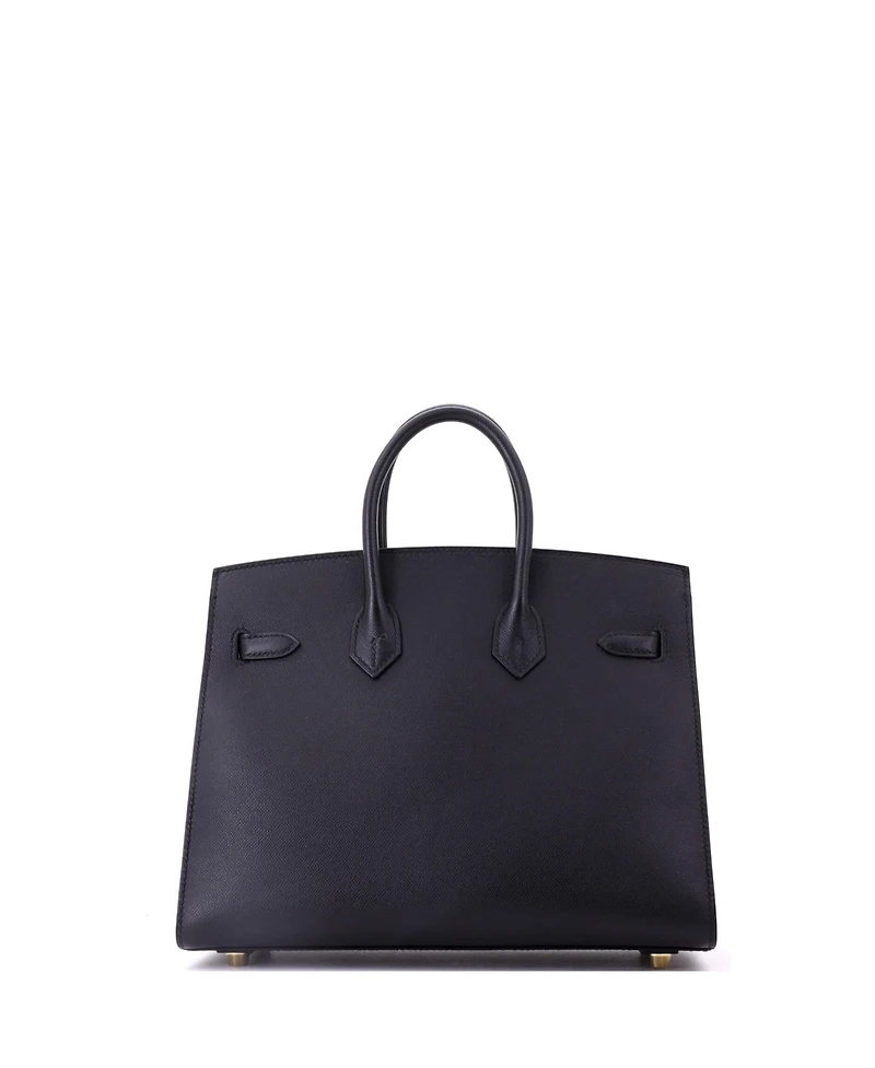 Pre-Owned HERMES Birkin 25 Handbag Black Madame with Gold Hardware