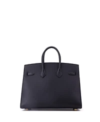 Pre-Owned HERMES Birkin 25 Handbag Black Madame with Gold Hardware