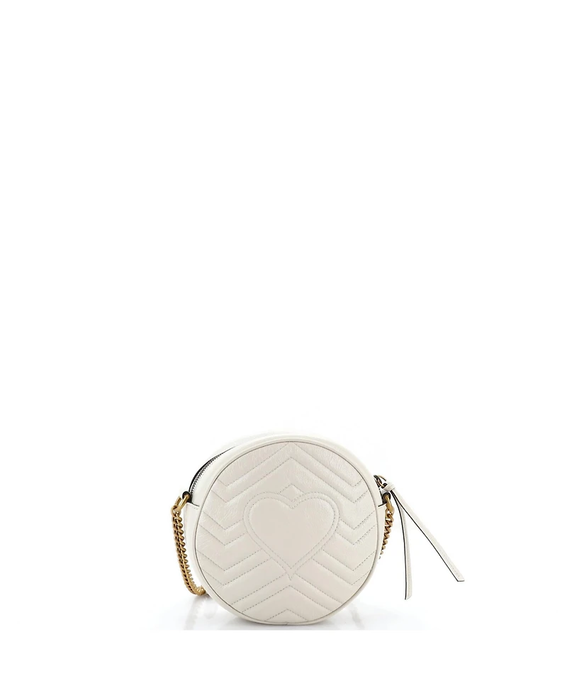 Pre-Owned Gucci Mini Gg Marmont Round Shoulder Bag Matelasse Leather